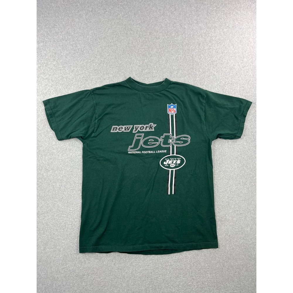 Vintage New York Jets T Shirt Mens L Green Short Sleeve 90s Logo Athletic